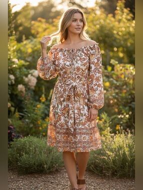 No Comment Ny La Floral Mini Boho Off-Shoulder Dress | NWT
